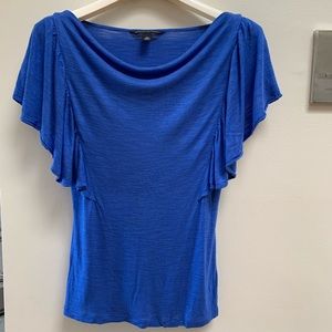 Banana Republic Ruffle Flutter Sleeve Blue T-Shirt